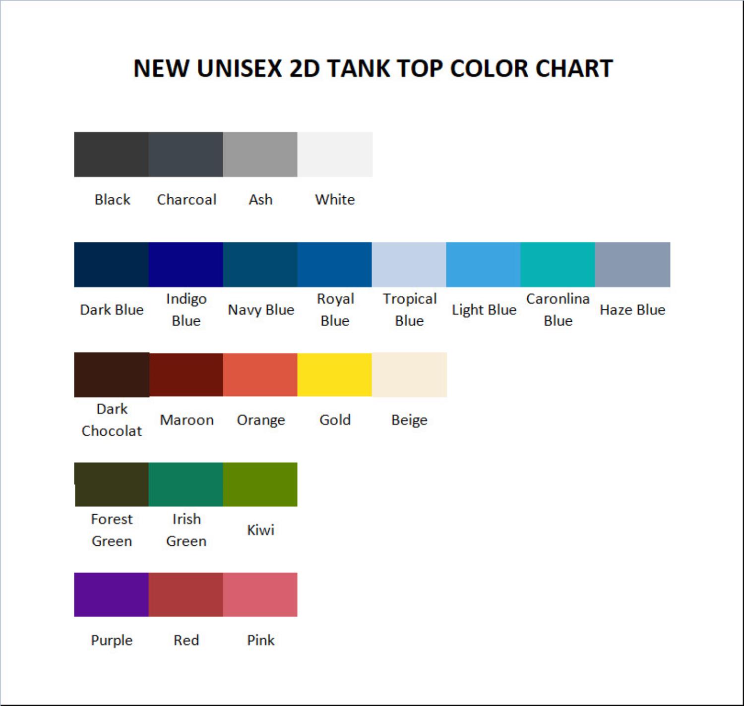 tank top color chart - Chococat Merch